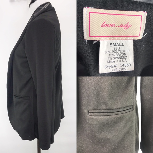 Love...ady Black Faux Leather Blazer Jacket Small - Picture 2 of 6